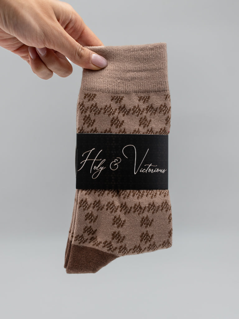 H&V Monogram Socks - Brown