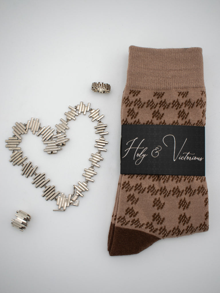 H&V Monogram Socks - Brown